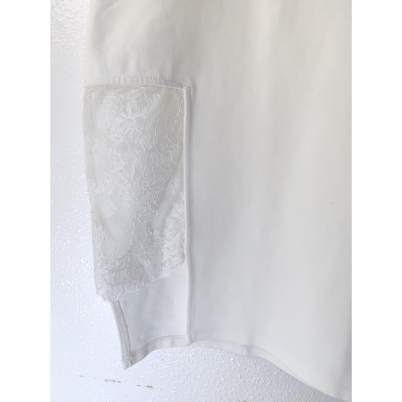 Lurelly White Sleeveless Round Neck Lace Inset Manhattan Mini Dress Size 4 - Picture 4 of 9